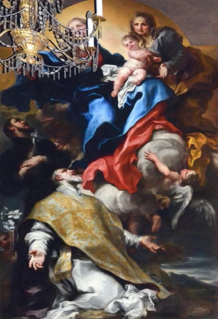 De Ferrari G. sec. XVIII, Madonna con Gesù Bambino e santi
